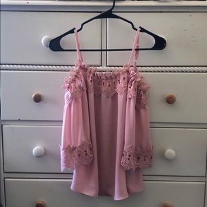 A. BYER off the shoulder pink top